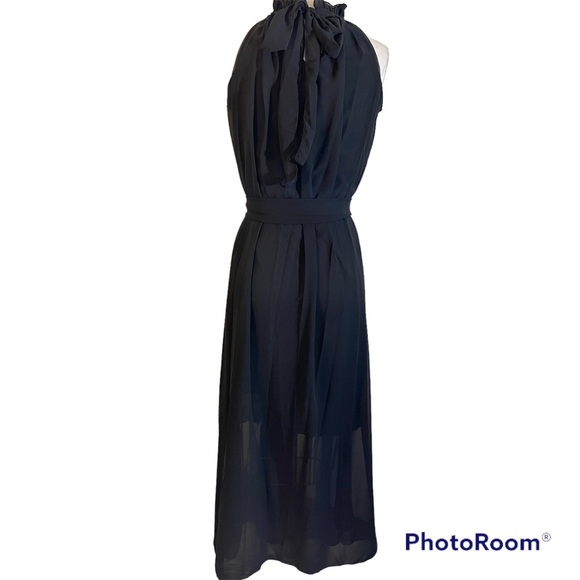 ❤️ ONE LEFT! NWOT! Black Chiffon Halter Maxi Dress With Sash - Picture 5 of 5